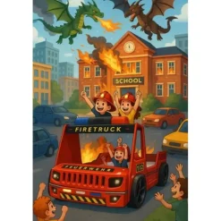 Brandweerbed peuterbed jongensbed rood 90 x 200 cm