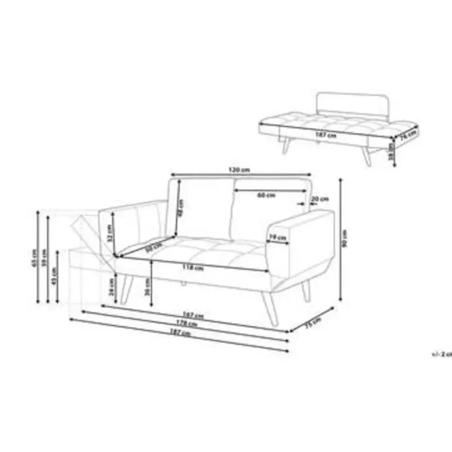 BREKKE - Slaapbank - Blauw - Polyester
