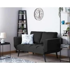 BREKKE - Slaapbank - Zwart - Polyester