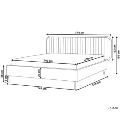 BRIN - Tweepersoonsbed - Taupe - 140 x 200 cm - Fluweel