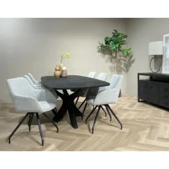 Brix - Eetkamertafel Montreaux - Zwart - Mangohout - 220 cm