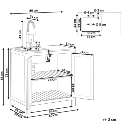BRUCOLI - Buitenkeukenkast met spoelbak - Bruin/Zwart - Acaciahout