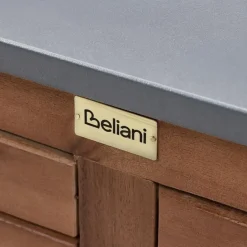 BRUCOLI - Buitenkeukenkast met spoelbak - Bruin/Zwart - Acaciahout