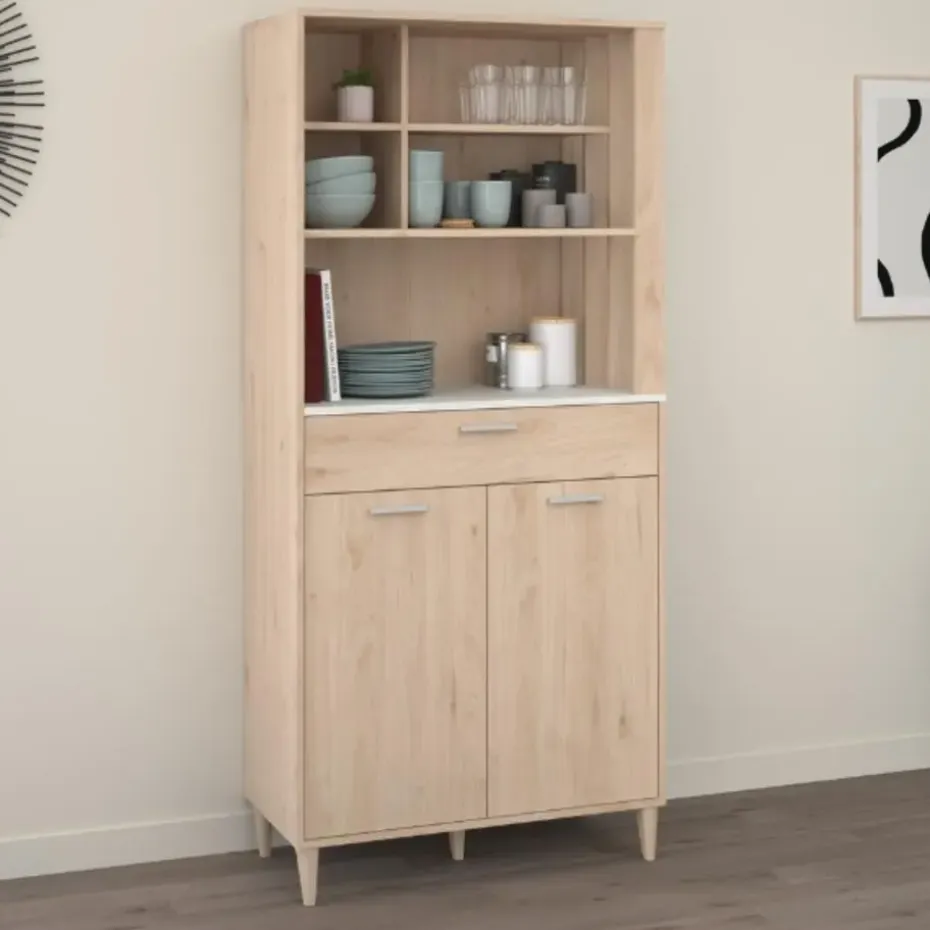 Buffetkast Galatee met 2 deuren & 1 lade - eikdecor/wit