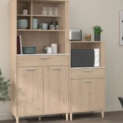 Buffetkast Galatee met 2 deuren & 1 lade - eikdecor/wit