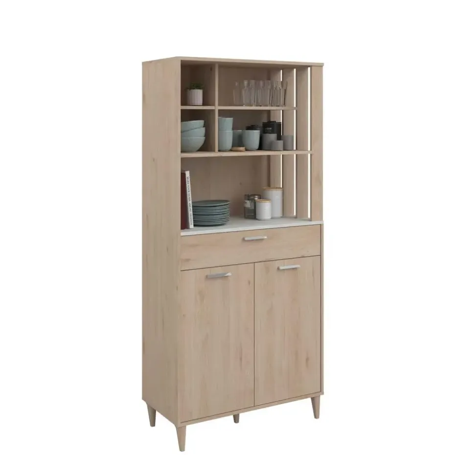 Buffetkast Galatee met 2 deuren & 1 lade - eikdecor/wit