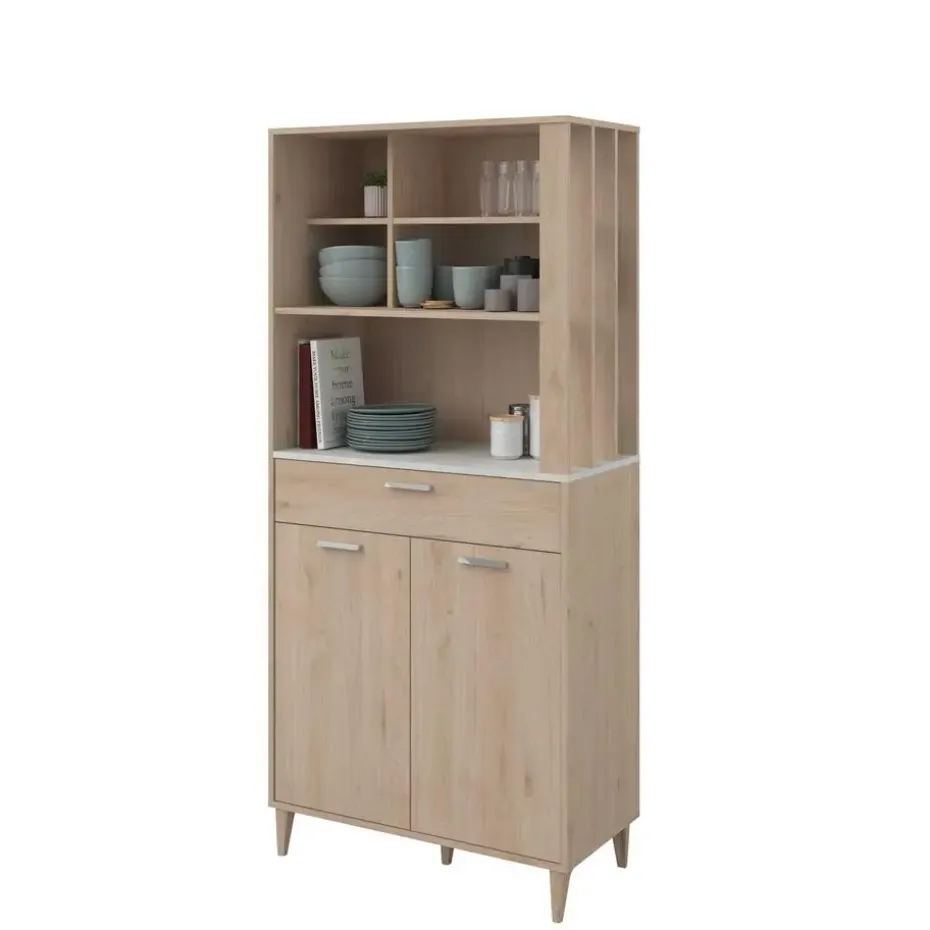 Buffetkast Galatee met 2 deuren & 1 lade - eikdecor/wit