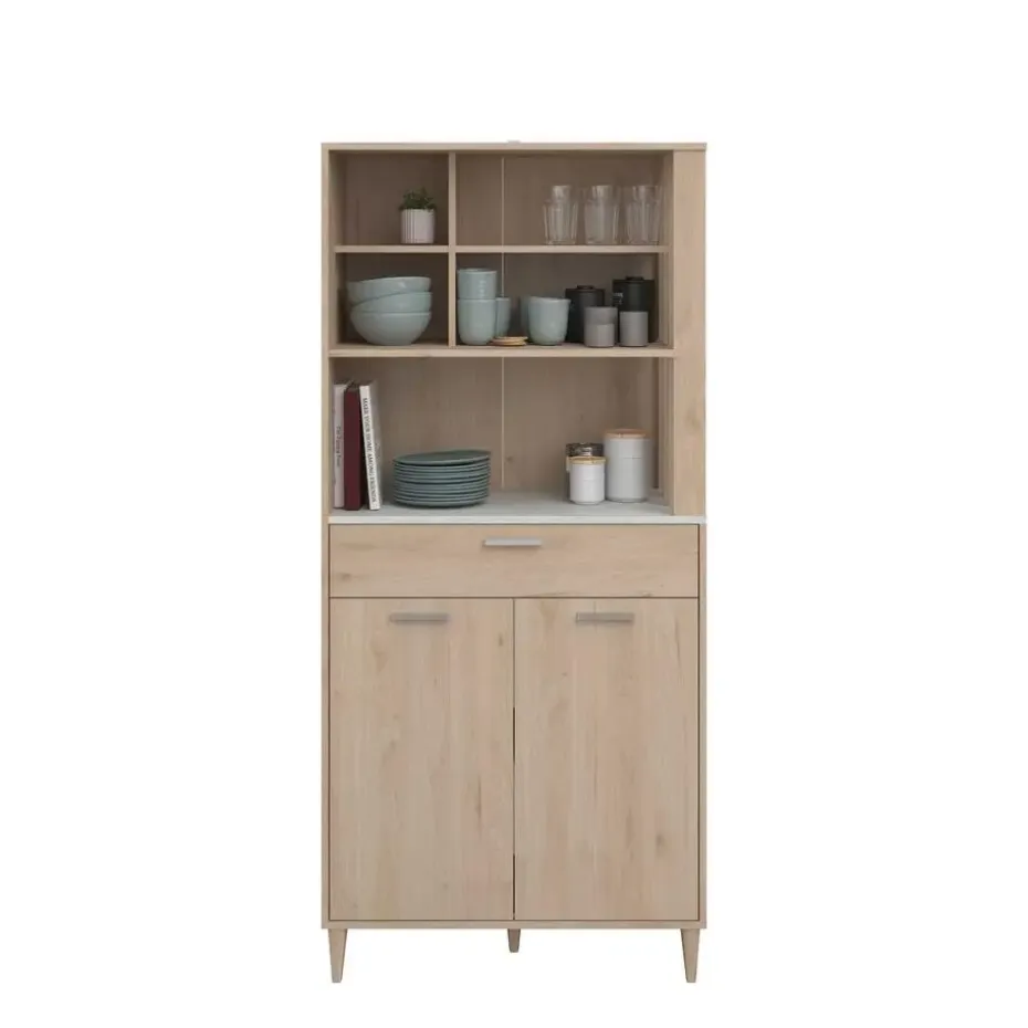 Buffetkast Galatee met 2 deuren & 1 lade - eikdecor/wit