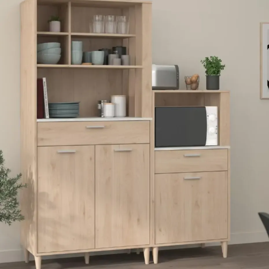 Buffetkast Galatee met 2 deuren & 1 lade - eikdecor/wit