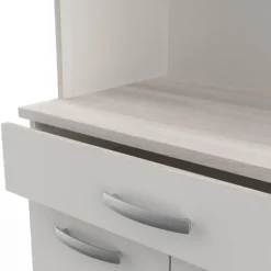 Buffetkast Pavel 185cm hoog - mat wit/acacia met werkblad