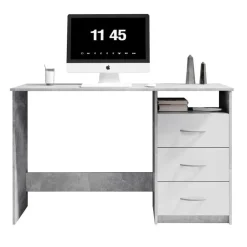 Bureau Adriano 123cm met 3 lades - beton/wit