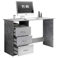 Bureau Adriano 123cm met 3 lades - beton/wit