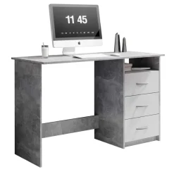 Bureau Adriano 123cm met 3 lades - beton/wit