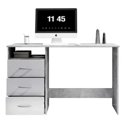 Bureau Adriano 123cm met 3 lades - beton/wit