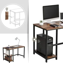 Bureau Fabrice 120cm 2 legplanken - rustiek bruin/zwart