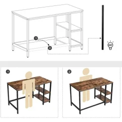 Bureau Fabrice 120cm 2 legplanken - rustiek bruin/zwart