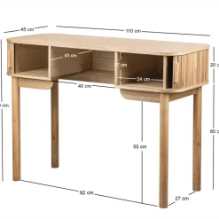 Bureau met 2 deuren van essen hout