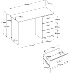 Bureau Timo - wit - 75,5x120x50 cm