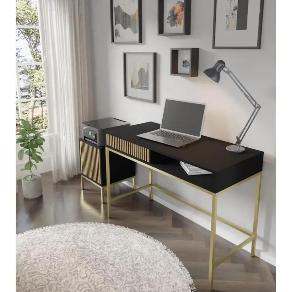 Bureaucontainer Ravenna -/Zwart mat/Artisan - Metall - 41x40x55 cm