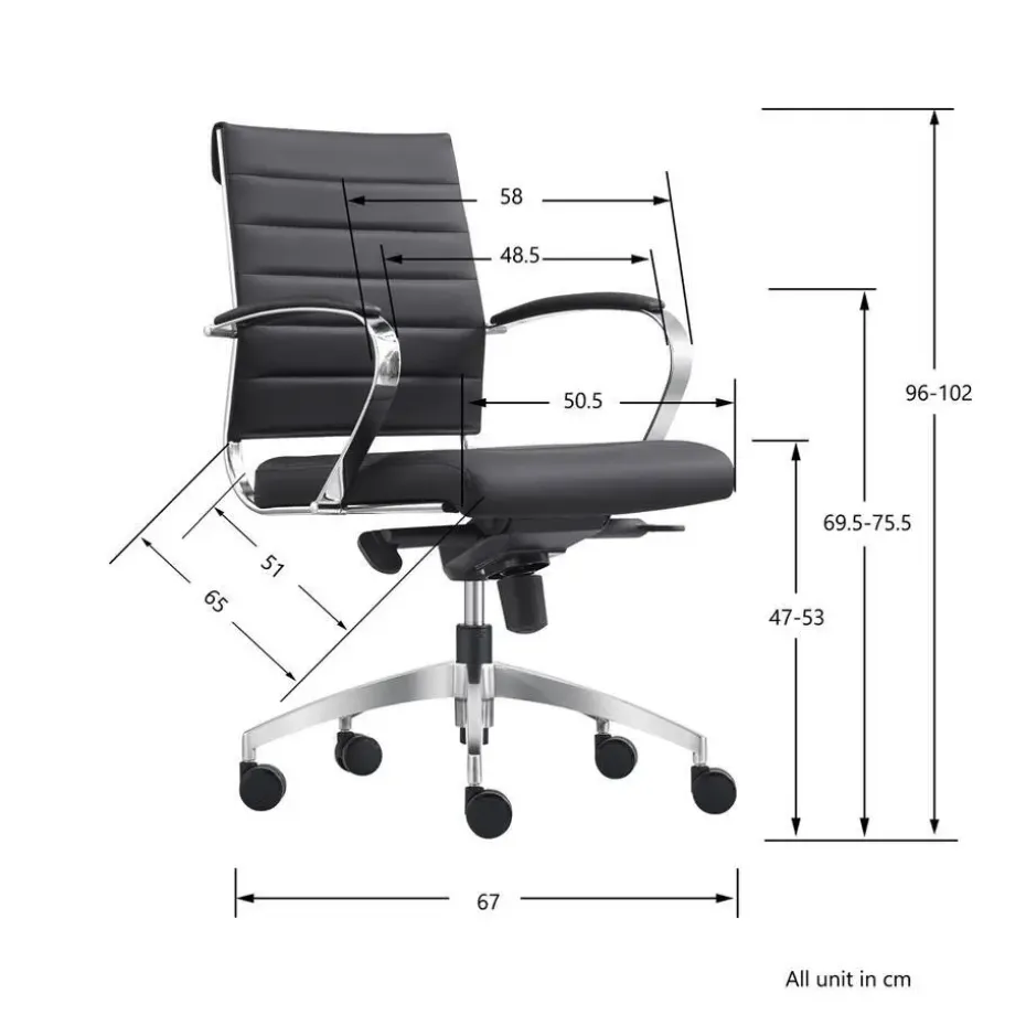 Bureaustoel Cádiz Cognac - 100% leder
