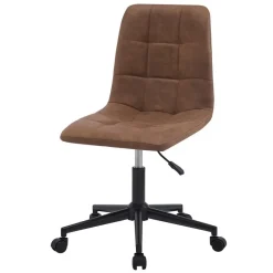 Bureaustoel in bruin kunstleer met metalen onderstel