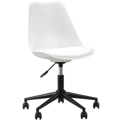 Bureaustoel Senja - kunststof - wit - zwart metaal