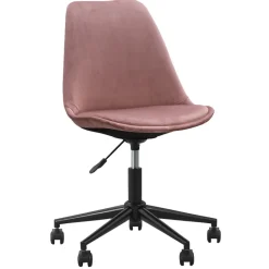 Bureaustoel Senja - velvet - roze - zwart metaal