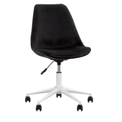 Bureaustoel Senja - velvet - zwart - wit metaal