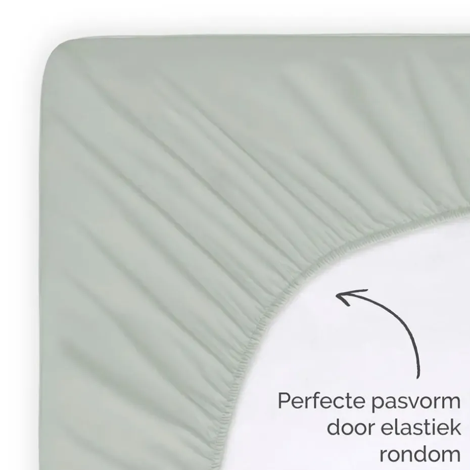 Byrklund - Hoeslaken Katoen - 90x200 cm - Grijsgroen
