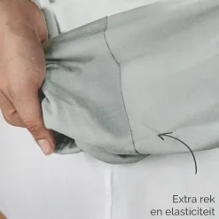 Byrklund - Hoeslaken Katoen - 90x200 cm - Grijsgroen