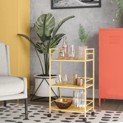 Cache - Metalen rolwagen geel