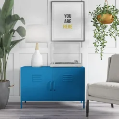 Cache - Wandkast met 2 blauwe metalen deuren