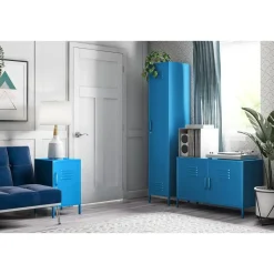 Cache - Wandkast met 2 blauwe metalen deuren