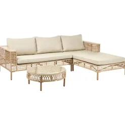 CALASETTA - Loungeset 4-zits - Beige - Linkszijdig - PE rotan