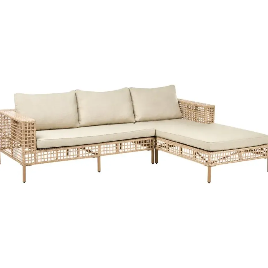 CALASETTA - Loungeset 4-zits - Beige - Linkszijdig - PE rotan