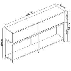 CALICOSY - Console 2 neerklapbare deuren LORD - 30x150x80 cm