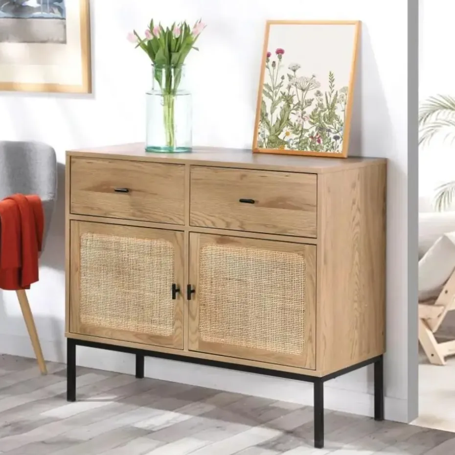CALICOSY - Dressoir JAYA - Licht hout - 79x90x39 cm
