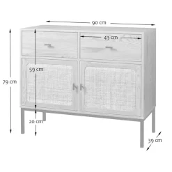 CALICOSY - Dressoir JAYA - Licht hout - 79x90x39 cm