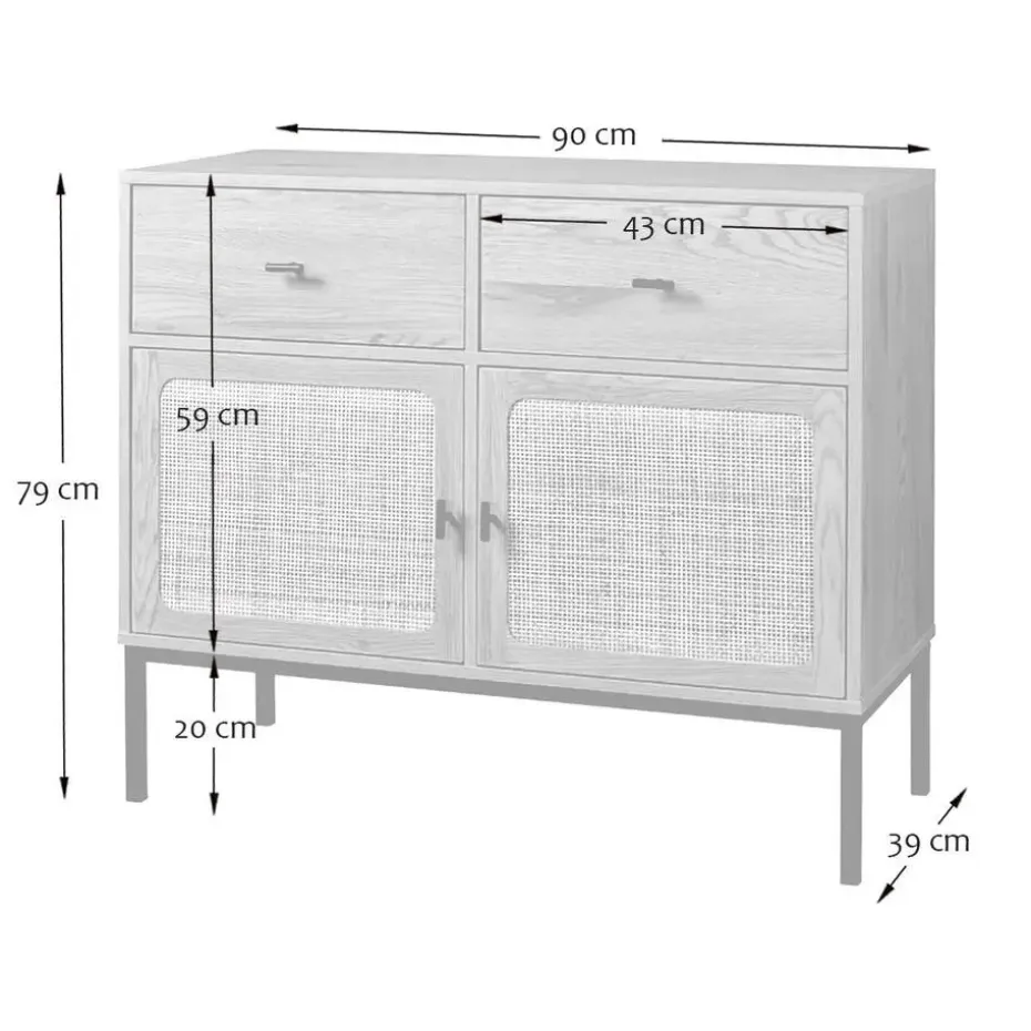 CALICOSY - Dressoir JAYA - Licht hout - 79x90x39 cm