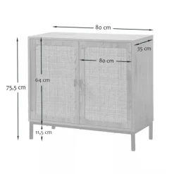 CALICOSY - Dressoir JAYA - Licht hout - 75x80x35 cm