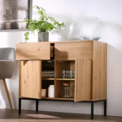 CALICOSY - Dressoir LENNY - Eik - 80x90x40 cm