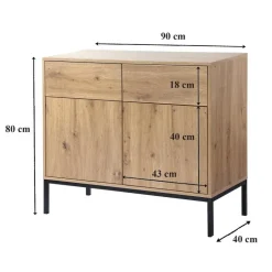 CALICOSY - Dressoir LENNY - Eik - 80x90x40 cm