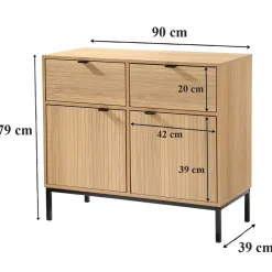 CALICOSY - Dressoir TARA - Licht hout - 79x90x39 cm