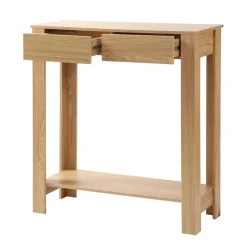 CALICOSY - Hoge console met 2 lades in eiken decor - Licht hout - 29x79x86,5 cm