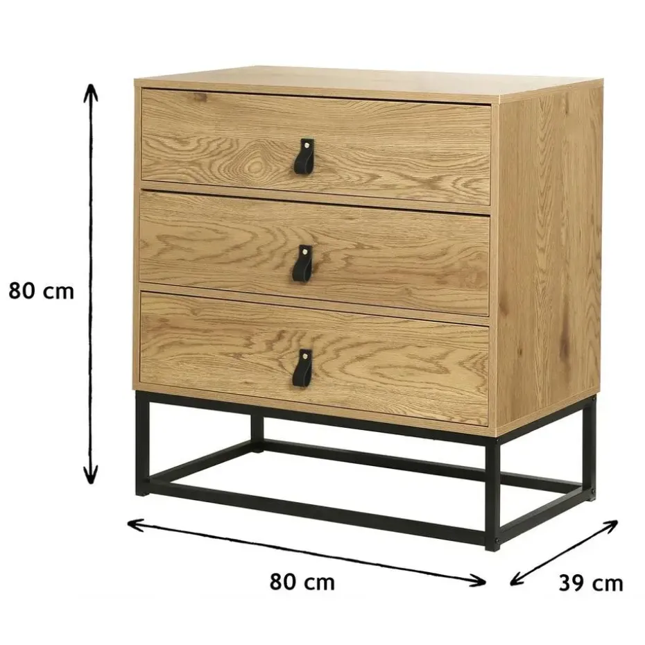 CALICOSY - Ladekast JILL - Eik - 79.5x80x39 cm