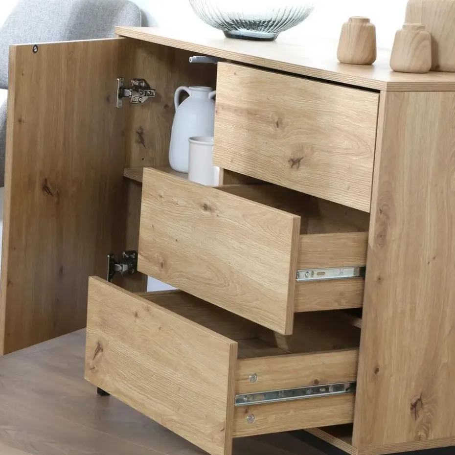 CALICOSY - Ladekast LENNY - Eik - 80x90x40 cm