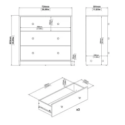 CALICOSY - Ladekast LISE - 68,3x72,4x30,1 cm