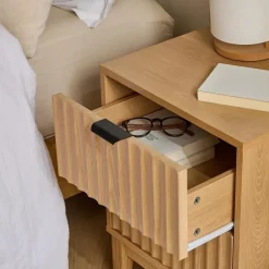 CALICOSY - Nachtkastje BOLOGNE - Licht hout - 52x40x40 cm