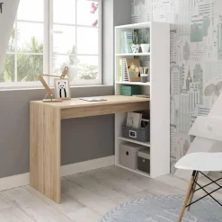 CALICOSY - Omkeerbaar - Licht eiken / wit - 144x120x53 cm