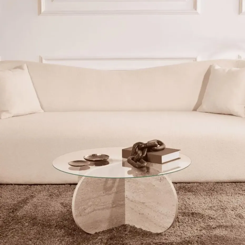 CALICOSY - Salontafel AERIS - Travertijn - 35x75x75 cm